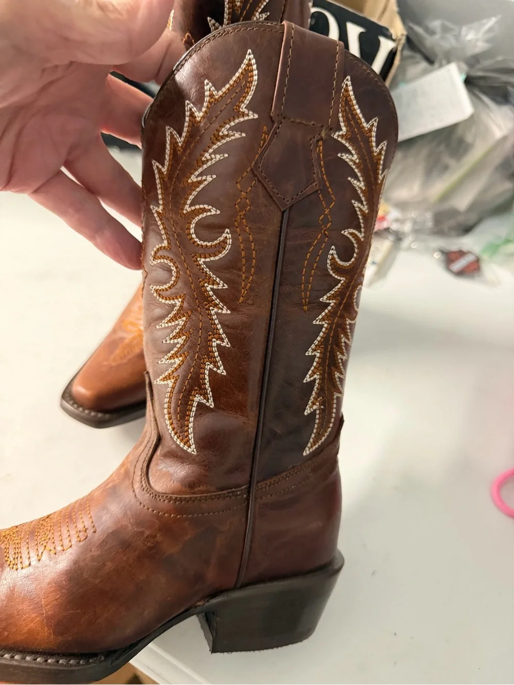 ROCKEM boots size 9 toddler brown cowboy boots new with damaged box 4721